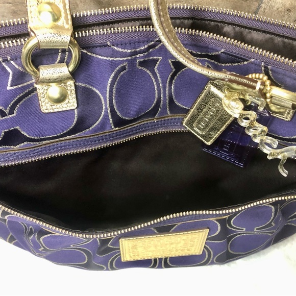 Coach Poppy Purple/Gold Tote Sz (L) - Picture 3 of 16